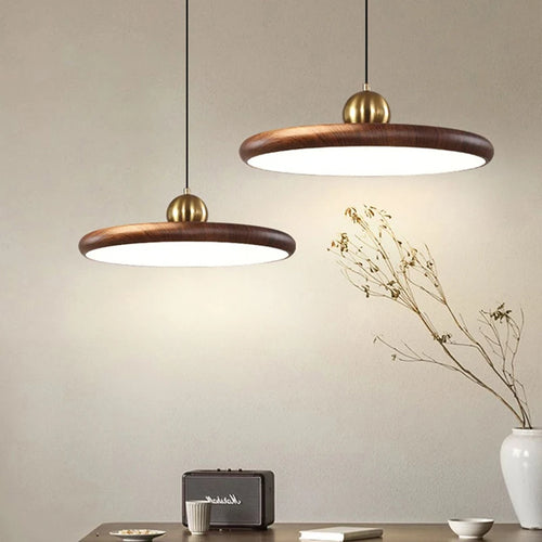 lustre en fer imitation grain de bois luminaires suspendus variables - vue 3 sur 7