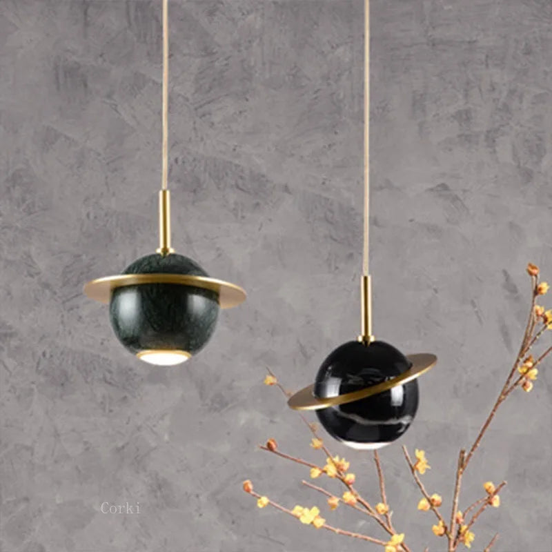 suspension led en marbre au design moderne idéales pour bar ou restaurant - vue 3 sur 9