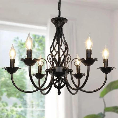 lustre vintage en fer forgé suspension métallique suspendue - vue 2 sur 8