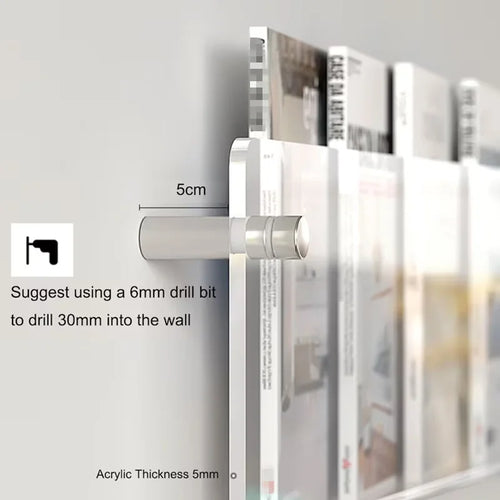 étagère à livres en acrylique support de rangement mural design moderne - vue 7 sur 17