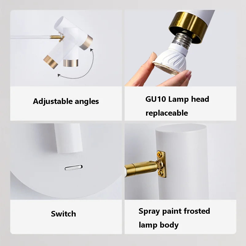 applique murale pliante led avec interrupteur bras long - vue 6 sur 7
