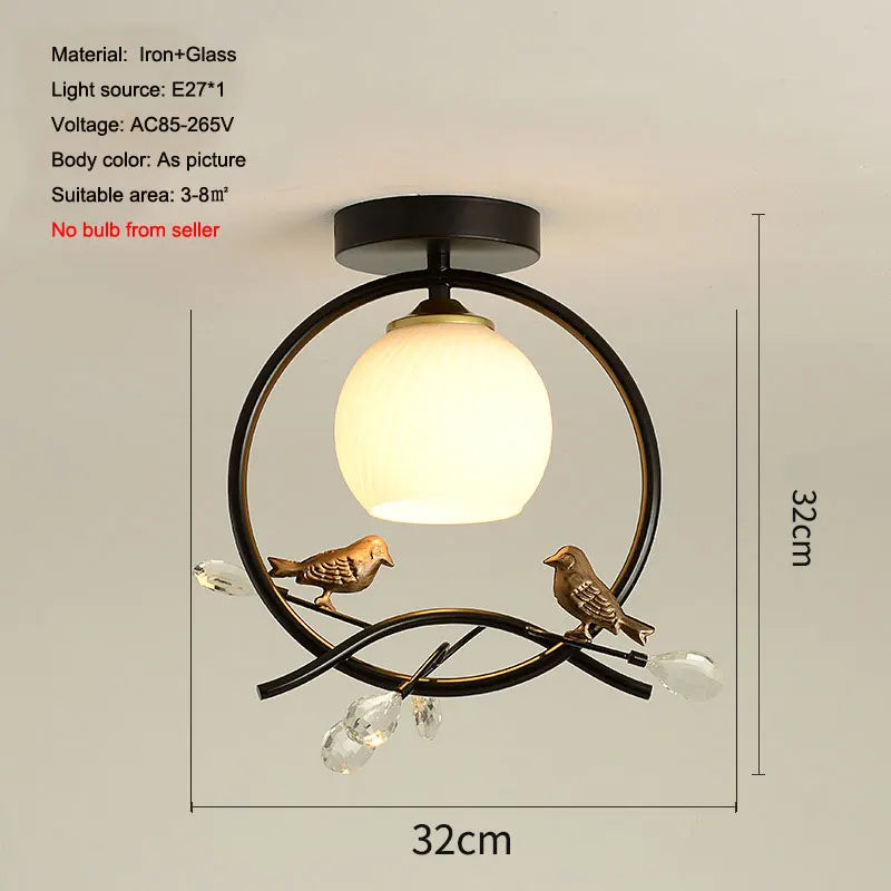 plafonnier nordique en fer style 	 avec décoration oiseau - vue 16 sur 16