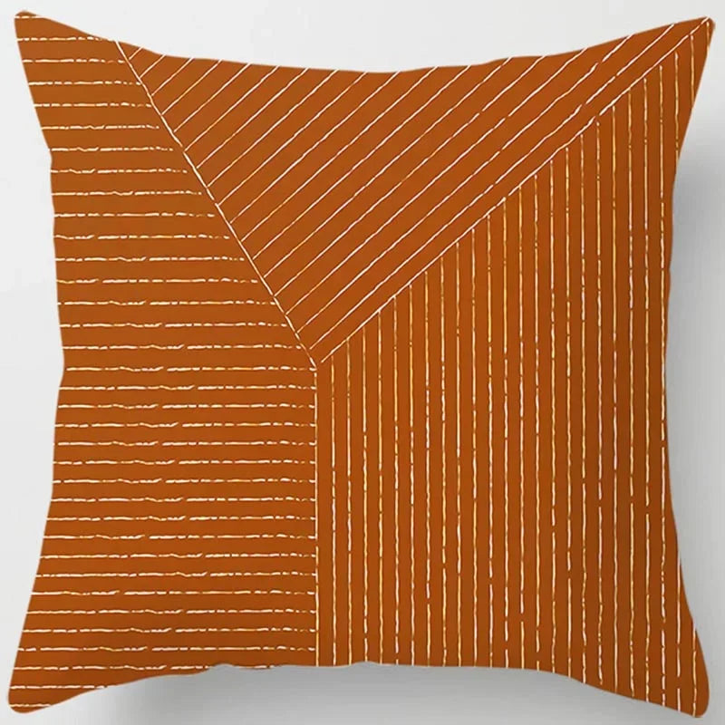 housse de coussin carrée géométrique marron élégant et moderne