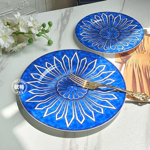 Assiette céramique style européen motif sceau pour dessert