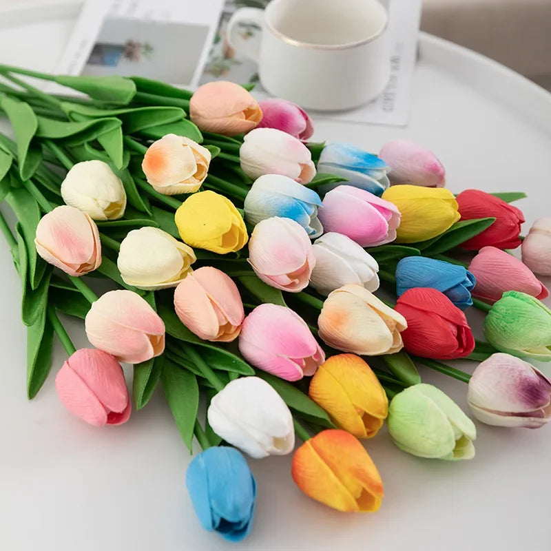 bouquet de tulipes artificielles luxe pour décoration intérieure et mariage - vue 2 sur 17