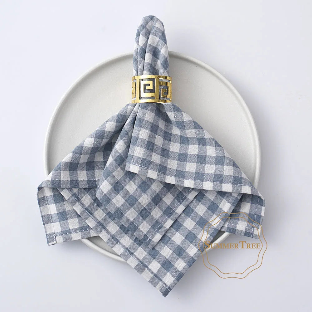 Serviette de table coton motif vichy 42x42 lavable - vue 7 sur 7