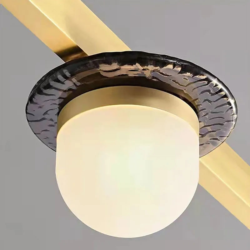 lustre led 	 style art déco suspension en verre - vue 6 sur 8