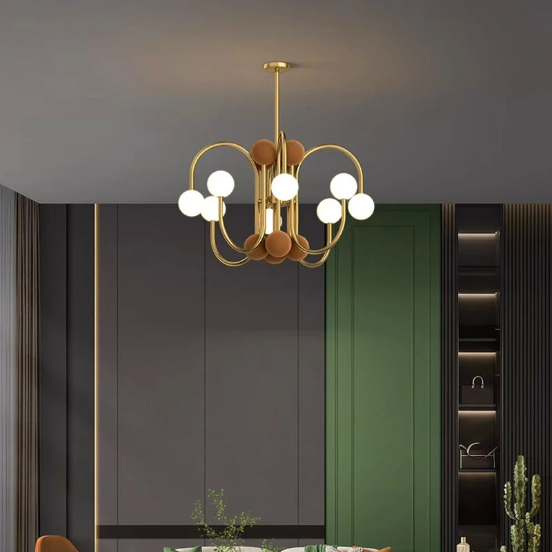 Suspension moderne led design dorée - vue 3 sur 6