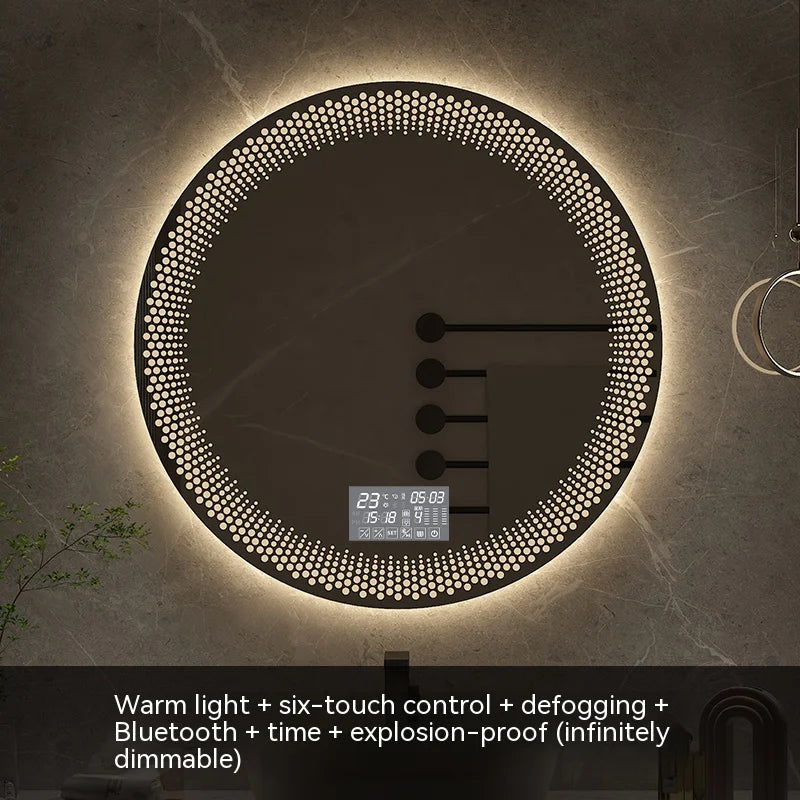 miroir rond à led avec rétroéclairage réglable et antibuée intelligent - vue 20 sur 25