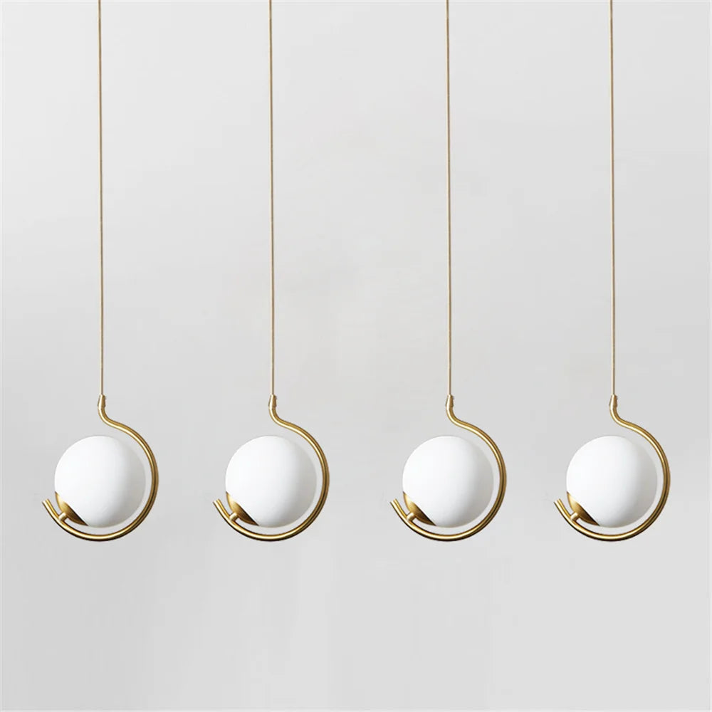 suspension nordique en métal et verre avec boule led décorative - vue 3 sur 10
