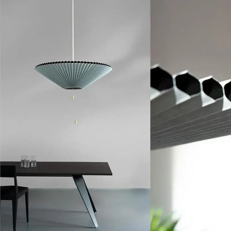 Suspension Art Design plissé déformé tissu parapluie lustres décor à la maison LED d'éclairage pour chambre salon salle à manger - vue 6 sur 9