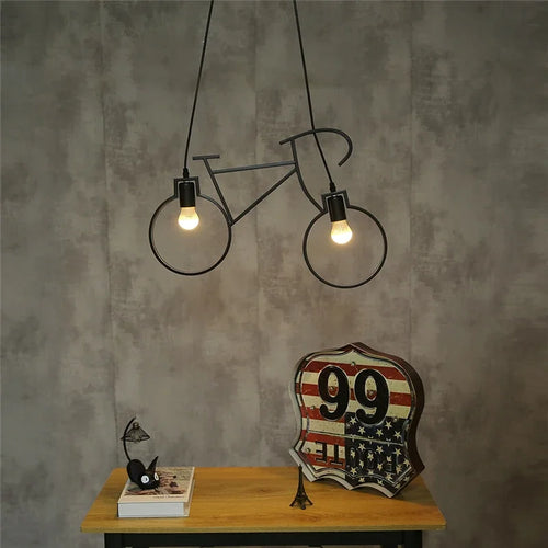 suspension modernes en fer forme vélo pour décoration maison - vue 3 sur 12