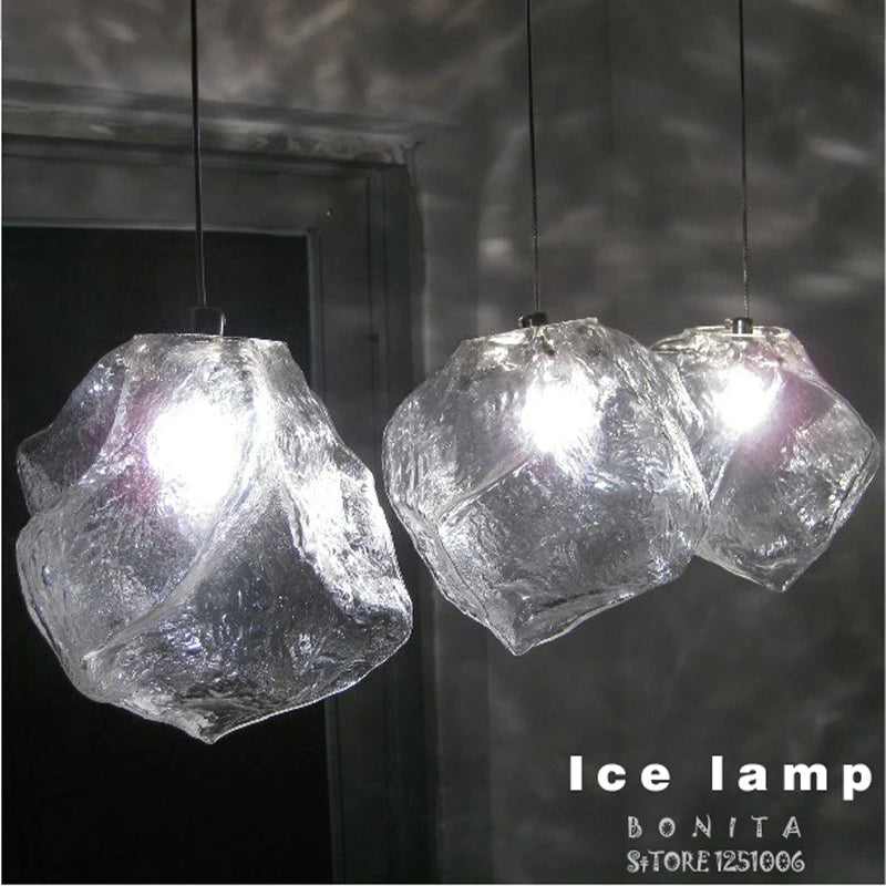 Suspension en cristal de glace Transparent pour restaurants en pierre de verre clair pour salle à manger à cordon led - vue 3 sur 5