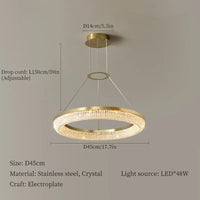 lustre en cristal rond design nordique pour décoration intérieure