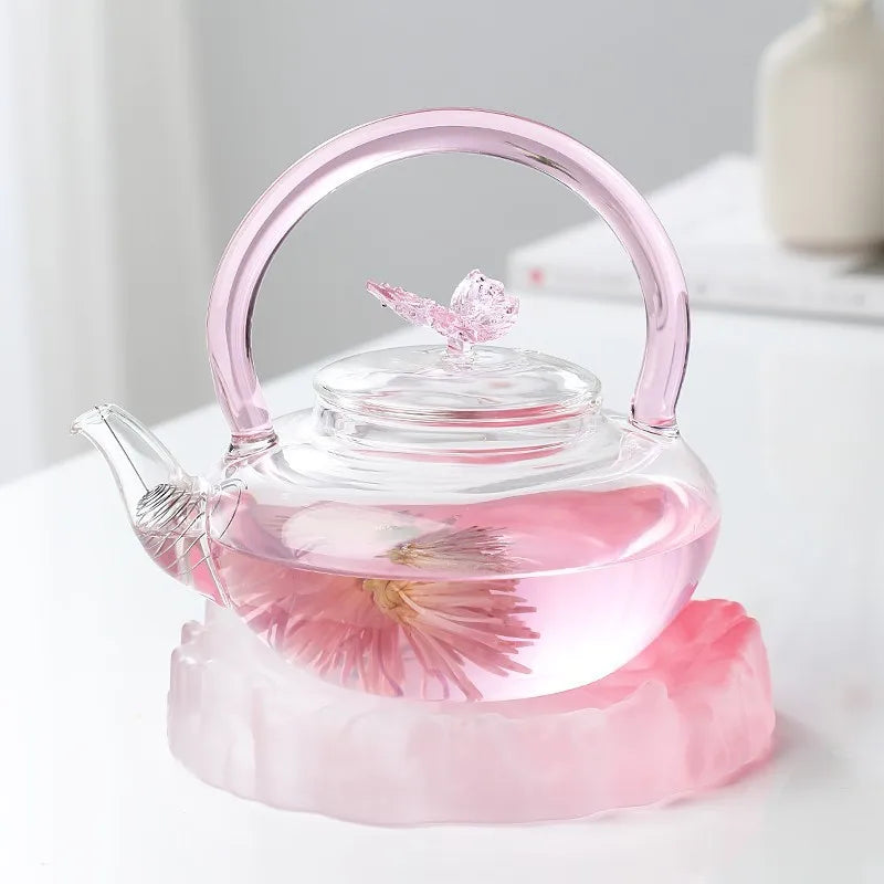 Théière papillon en verre borosilicate 500ml style élégant