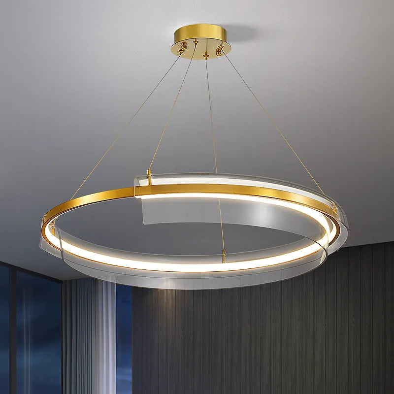 lustre design led de luxe avec anneau simple dimmable
