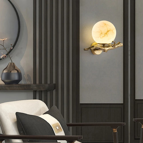 applique murale en cuivre et marbre naturel design élégant pour intérieur - vue 3 sur 7