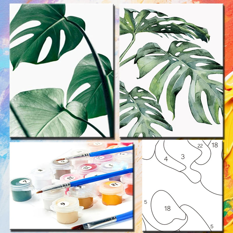 peinture à l'huile par numéro plante feuille kit de bricolage artistique