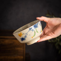 Bol ceramique style retro chinois motifs floraux