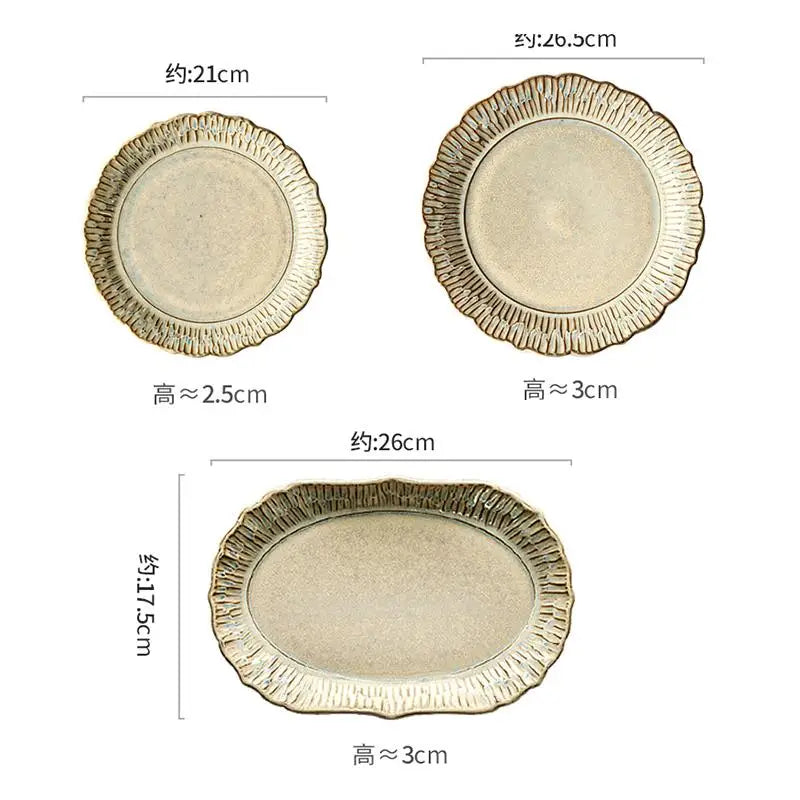 Assiettes plates ceramique relief retro style gastronomique - vue 6 sur 7