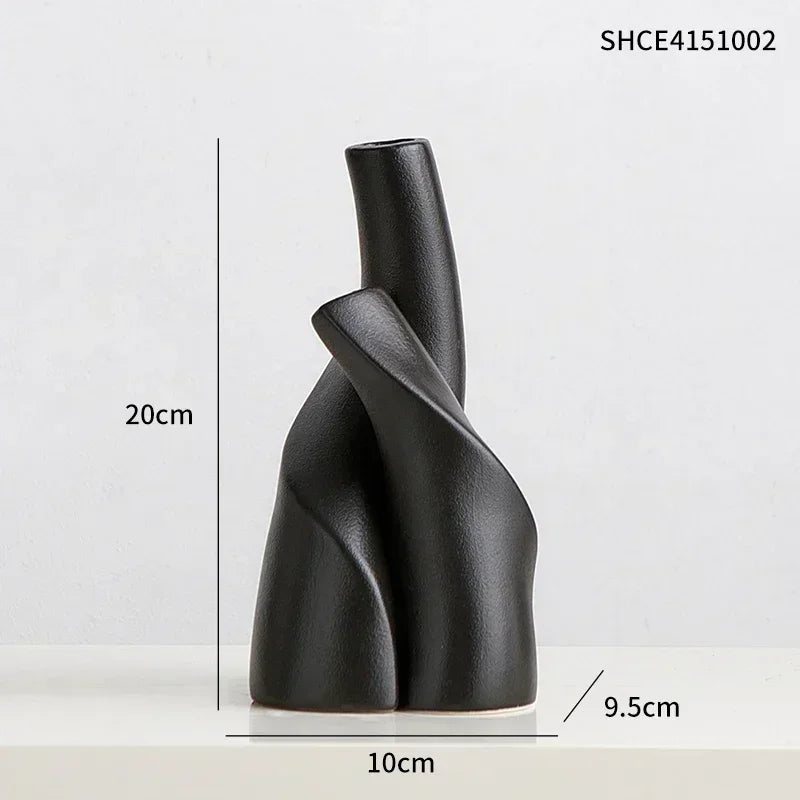 vase moderne en céramique givrée fait main pour fleurs séchées - vue 7 sur 8