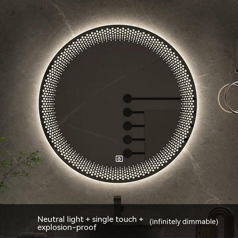 miroir rond à led avec rétroéclairage réglable et antibuée intelligent - vue 18 sur 25