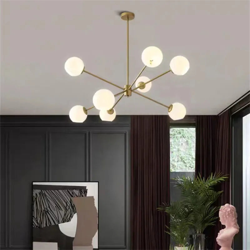 lustre rétro en verre pour décoration intérieure moderne - vue 5 sur 5