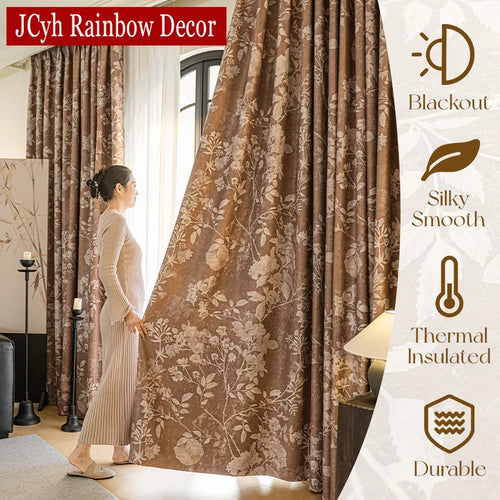 Rideau occultant motif plante style moderne salon chambre