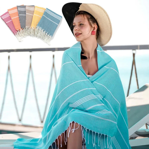 Serviette de plage turque coton franges absorbante rapide