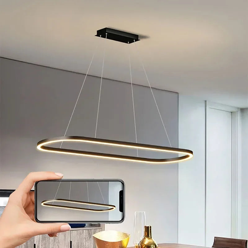 Lustre LED design moderne décoratif idéal hôtel - vue 6 sur 19