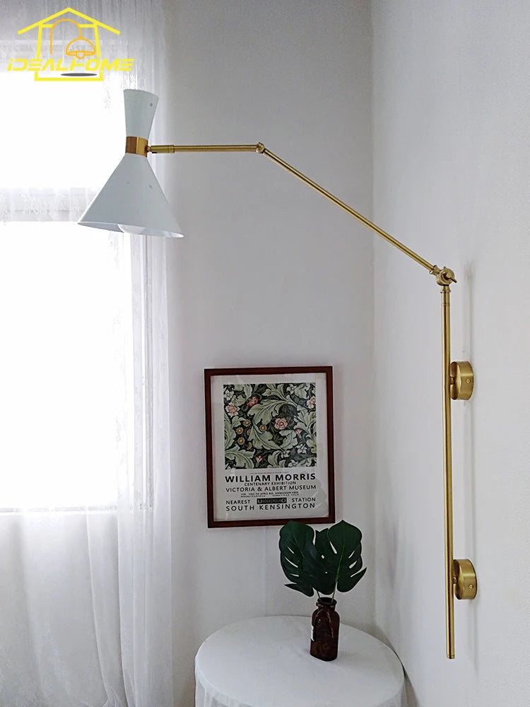 applique murale de luxe pivotante en laiton design industriel lumineux - vue 3 sur 8