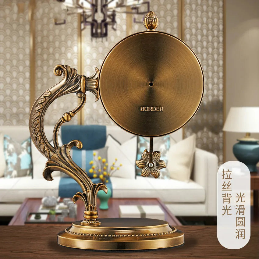 horloge de table européenne en métal plaqué cuivre élégant design luxe - vue 6 sur 18
