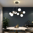 lampe suspendue nordique avec boule de verre et anneau mat réglable
