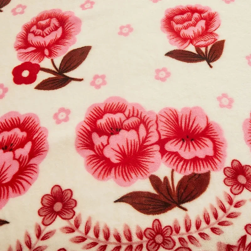 Plaid polaire doux à carreaux motif floral été - vue 4 sur 6
