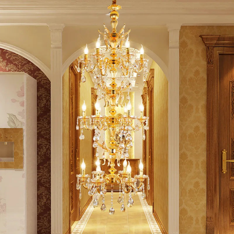 lustre en or plaqué suspension moderne en alliage de zinc - vue 4 sur 7