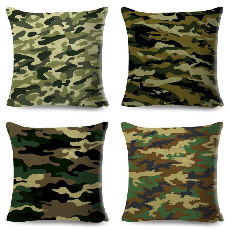 housses de coussin décoratives motif camouflage militaire