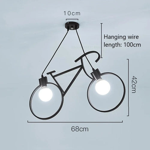 suspension modernes en fer forme vélo pour décoration maison - vue 10 sur 12