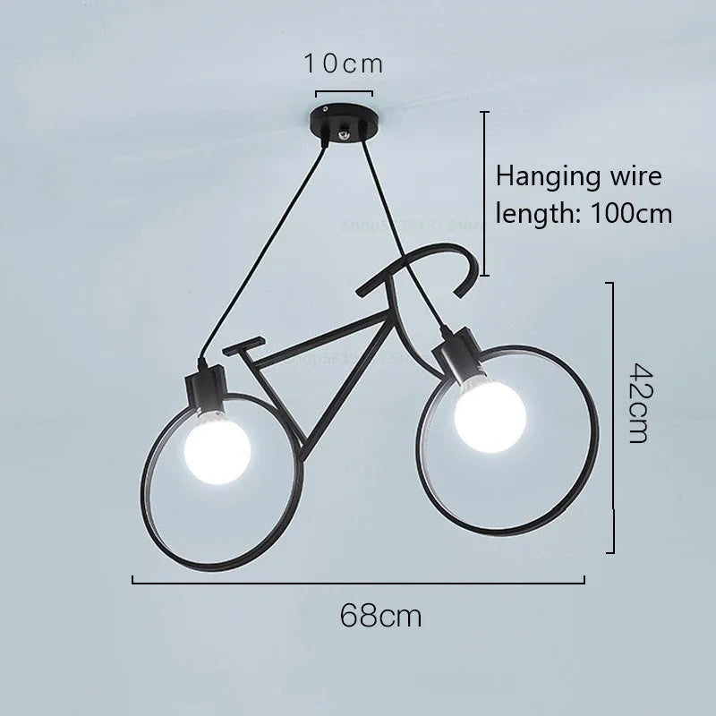 suspension modernes en fer forme vélo pour décoration maison - vue 9 sur 12