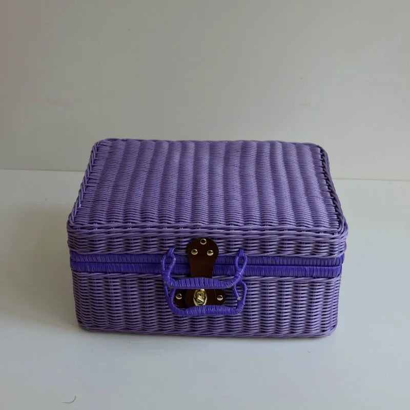 panier en rotin rétro pour rangement et pique-nique - vue 7 sur 12