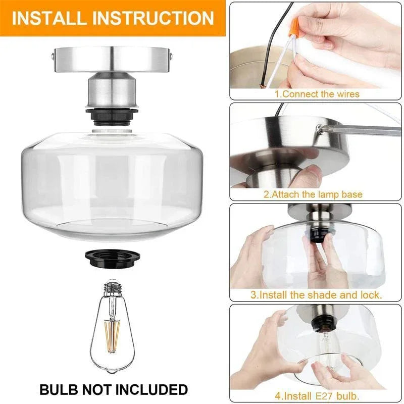 plafonnier led nordique moderne en verre pour décoration maison - vue 5 sur 9