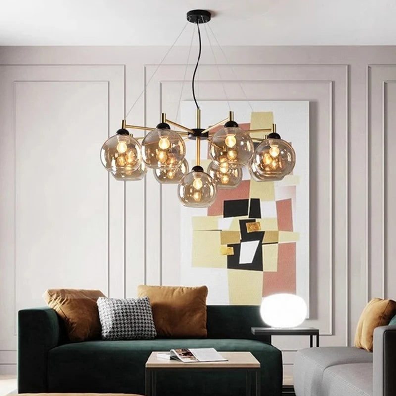 Lustre design Moderne à boule en verre home - vue 6 sur 12
