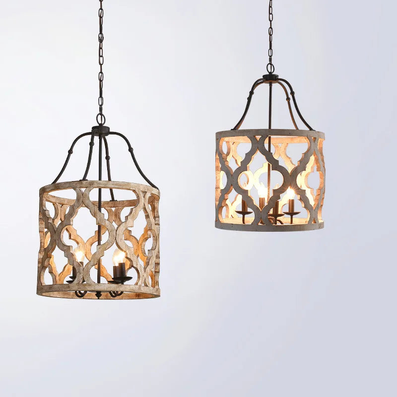 lustre en bois créatif américain rural pour boutiques et restaurants - vue 5 sur 8