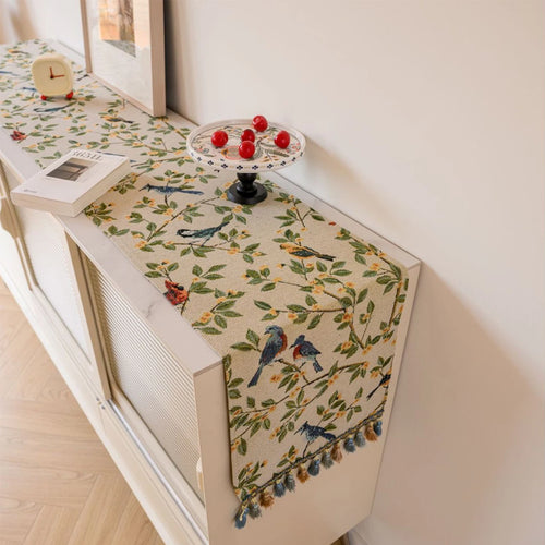 Chemin de table jacquard animal style nordique pompons - vue 5 sur 6