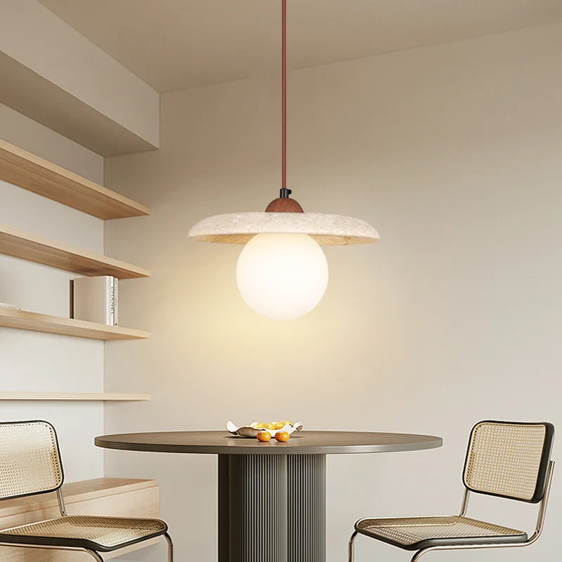 lustre led vintage avec suspension en pierre naturelle - vue 5 sur 6