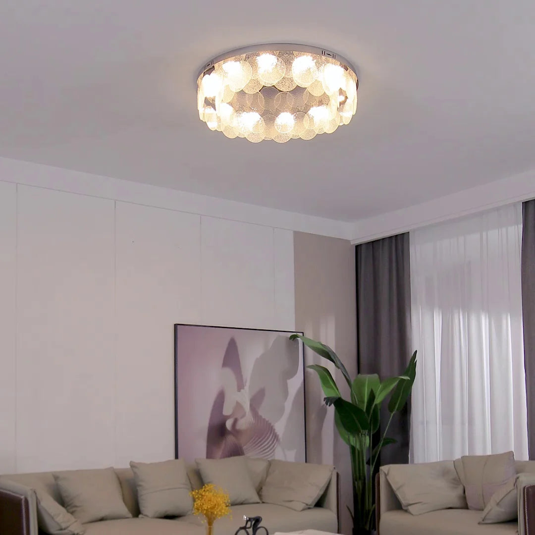 plafonnier led moderne en acier inoxydable et verre pour décoration intérieure - vue 4 sur 10