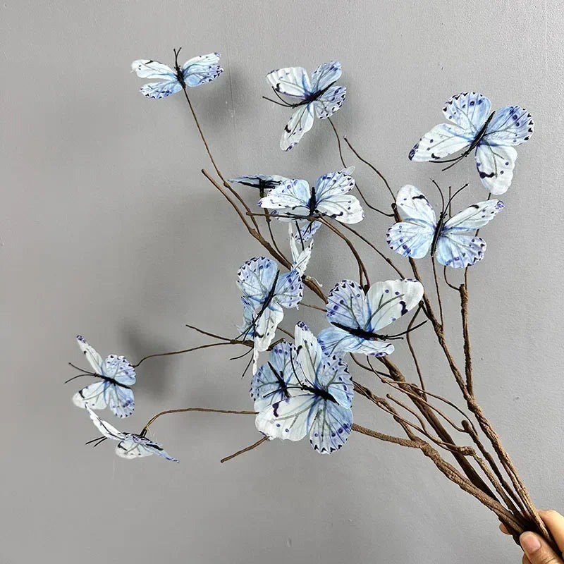 branche de papillon artificielle avec fausses fleurs décoratives pour jardin - vue 4 sur 13