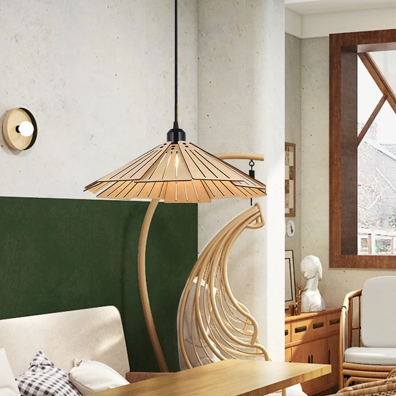 suspension en bois rétractable à bascule luminaire décoratif d'intérieur - vue 5 sur 18