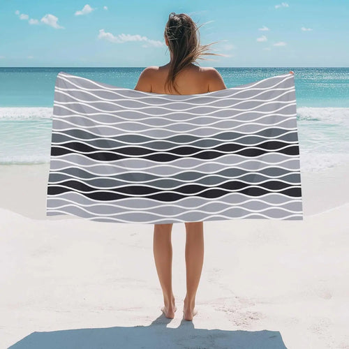 Serviette de plage motif vagues abstraites style marocain