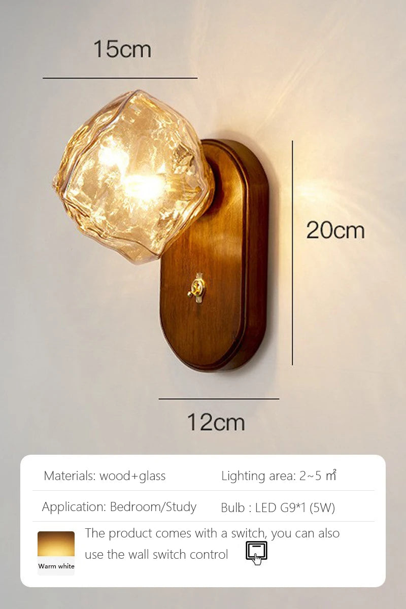 applique murale moderne en bois design nordique avec éclairage led - vue 9 sur 9