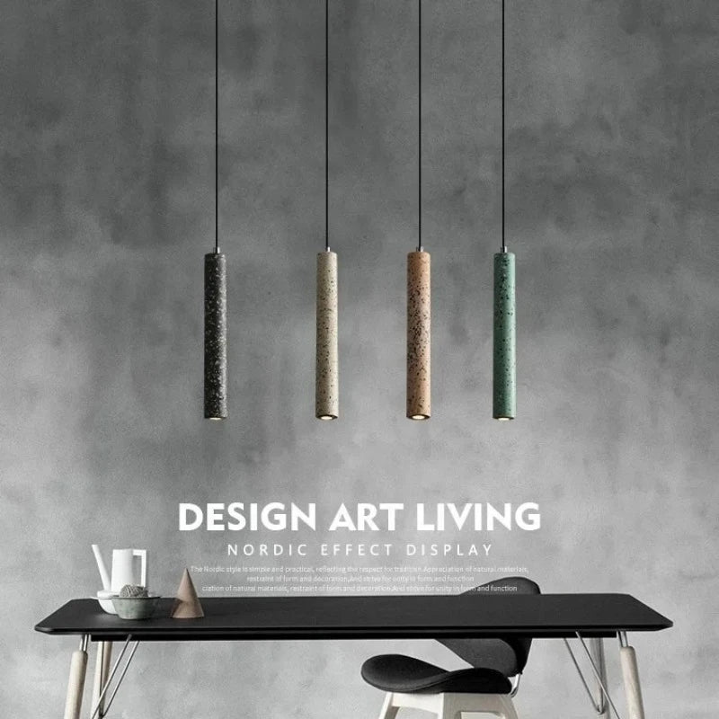 Suspension Terrazzo Bar Ciment Minimaliste Salle à manger Chambre Chevet Longue Bande Style Industriel Lampes À Tête Unique - vue 4 sur 9